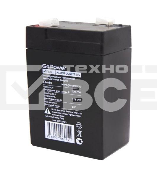 Аккумулятор свинцово-кислотный GoPower LA-660 6V 6Ah (1/20)
