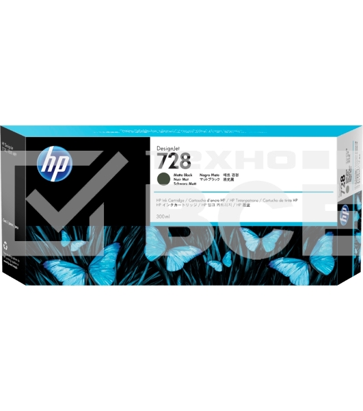 Картридж струйный HP 728 с матовыми черными чернилами для принтеров Designjet, 300 мл