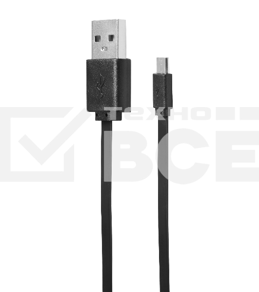 Кабель SunWind USB (m)-micro USB (m) 1м черный плоский