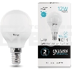 Лампа светодиодная Gauss Elementary 12Вт цок.:E14 шар 220B 4100K св.свеч.бел.ней. (упак.:10шт) (53122), фото3