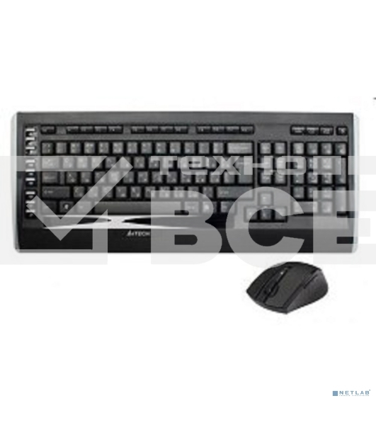 Клавиатура + мышь A4TECH W 9300F USB (черный), 2.4G наноприемник