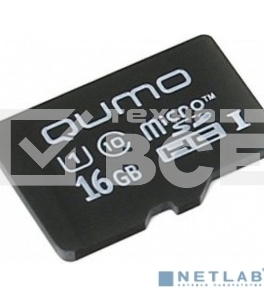 Флеш карта QUMO MicroSDHC 16GB Сlass 10 UHS-I ,3.0 без адаптером SD, черно-красная картонная упаковка