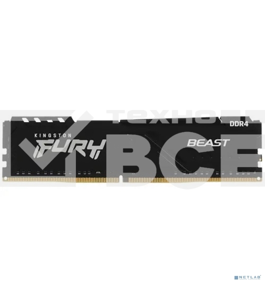 Оперативная память Kingston Fury Beast, DDR4, 16GB (1x16GB), 3200MHz, CL16, с радиатором, чёрный