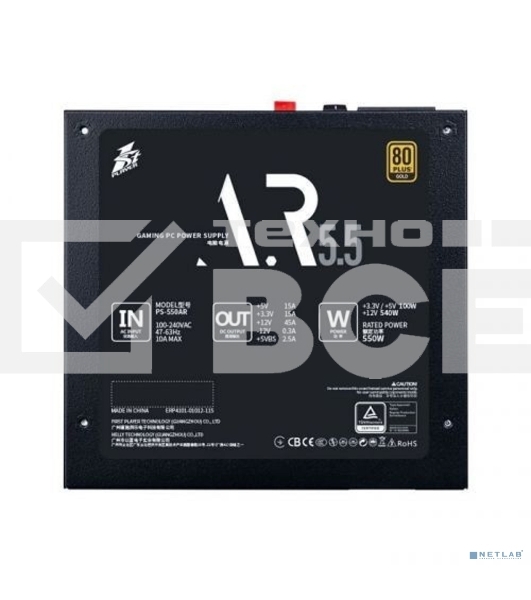 Блок питания 1STPLAYER PS-750AR, 750Вт, 80 PLUS Gold, 120мм, черный