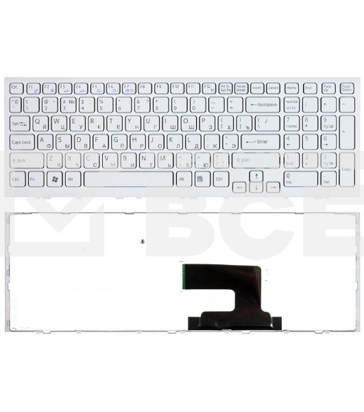 Клавиатура для ноутбука Sony Vaio VPC-EH VPCEH белый с белой рамкой