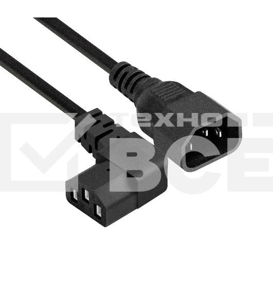 Кабель питания ExeGate Special EC-1S (C13 угловой->C14, 3*1.0mm2, CCA, черный, 1м)