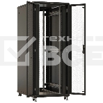Шкаф коммутационный Hyperline (TTBR-4288-DD-RAL9004) напольный 42U 800x800мм пер.дв.перфор. задн.дв.перфор. 2 бок.пан. 1000кг черный 710мм 123.38кг 2055мм, фото 1