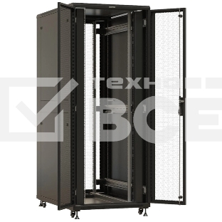 Шкаф коммутационный Hyperline (TTBR-4288-DD-RAL9004) напольный 42U 800x800мм пер.дв.перфор. задн.дв.перфор. 2 бок.пан. 1000кг черный 710мм 123.38кг 2055мм