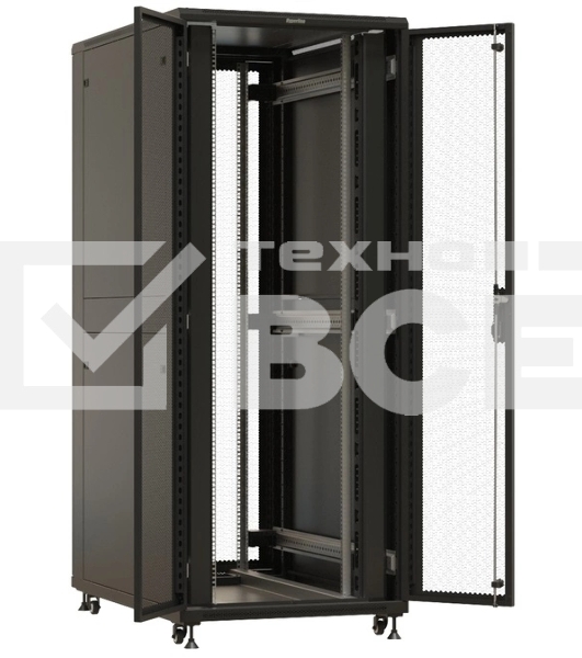 Шкаф коммутационный Hyperline (TTBR-4288-DD-RAL9004) напольный 42U 800x800мм пер.дв.перфор. задн.дв.перфор. 2 бок.пан. 1000кг черный 710мм 123.38кг 2055мм