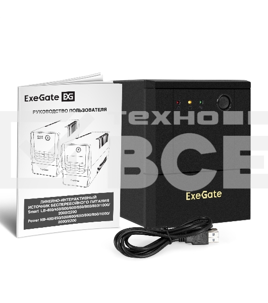 Источник бесперебойного питания ExeGate Power NB-2000.LED.AVR.4SH.USB (2000VA/1200W, LED, AVR, 4*Schuko, USB, батарея 12V 9Ah - 2 шт., металлический корпус, Black)