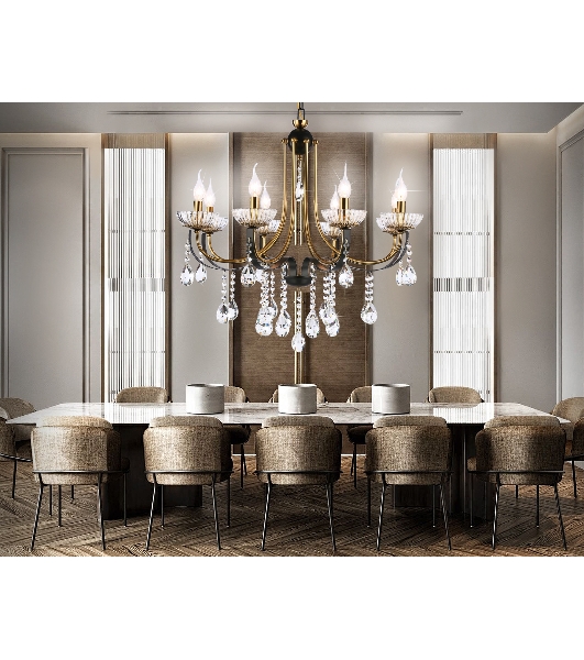 Светильник Ambrella light TR4953/8 BK/GD/CL черный/золото/прозрачный E14*8 max 40W D740*735