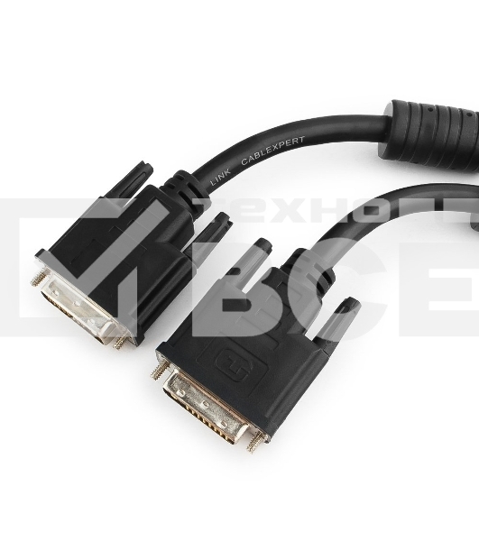 Кабель DVI-D dual link Gembird/Cablexpert CC-DVI2-BK-15, 25M/25M, 4.5м, черный, экран, феррит.кольца, пакет