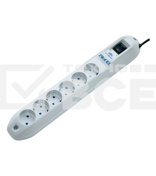 Сетевой фильтр Pilot GL 6 розеток (5 евро + 1 без заземления) 3 м Surge protector Pilot GL 6 outlets (5 euro + 1 without ground) 10A / 2.2kVt, 3m