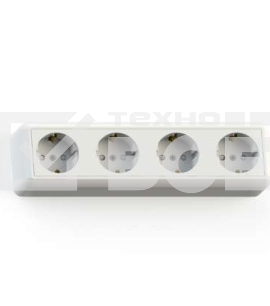 Розетка 4-м ОП Оптима 16А РА16-403 (в компл. с монтажной пластиной) защ. шторки с заземл. сл. кость Кунцево 8051