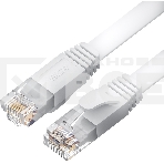 Патч-корд GCR PROF плоский прямой 3.0m, UTP медь кат.6, белый, 30 AWG, ethernet high speed 10 Гбит/с, RJ45, T568B, GCR-52867, фото2