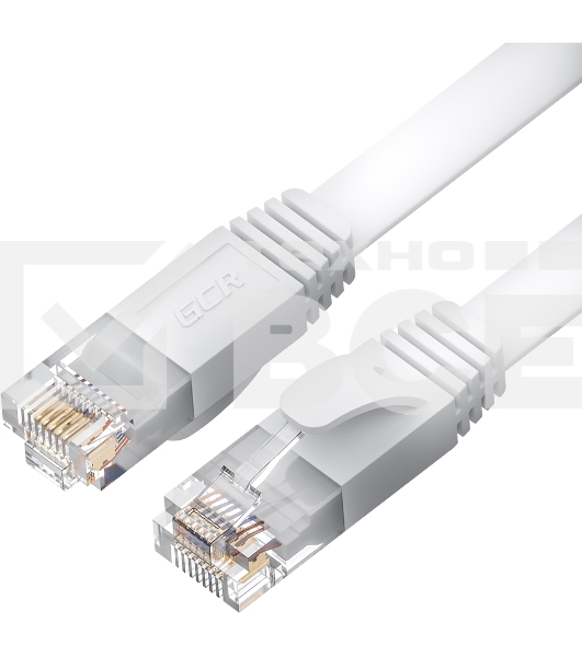 Патч-корд GCR PROF плоский прямой 3.0m, UTP медь кат.6, белый, 30 AWG, ethernet high speed 10 Гбит/с, RJ45, T568B, GCR-52867