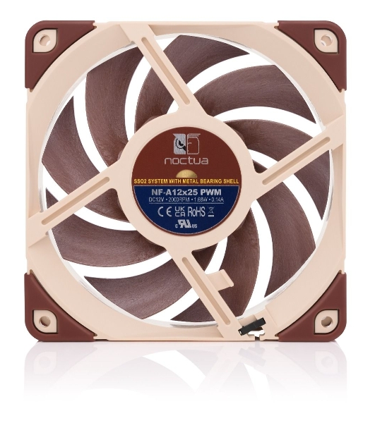 Вентилятор корпусной Noctua NF-A12x25 PWM, 120 мм, 450-2000 об/мин, 22.6 дБ, 4-pin PWM, без подсветки