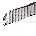 Набор удлиненных торцевых головок 1/2', 6-ти гр., CrV, 10шт., 10-22мм Stels, фото2