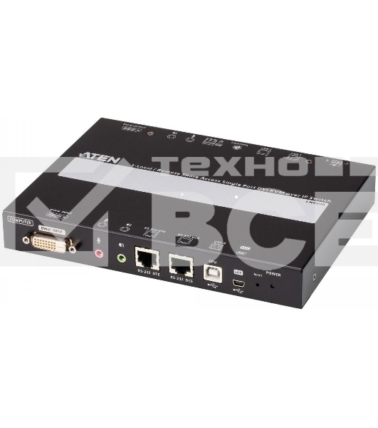 Удлинитель, KVM+DVI, управление по IP, Rackmount/Desktop, 10/100 Base-T, с KVM-шнурами PS2 1х1.2м.;USB 1x1.2м., TCP/IP, (Virtual Media;WIN98SE/ME/2000/XP/FREE-BSD/LINUX 7.0 или выше;1600x1200 60Hz;)/ 1-Local/Remote Share Access Single Port DVI KVM over IP
