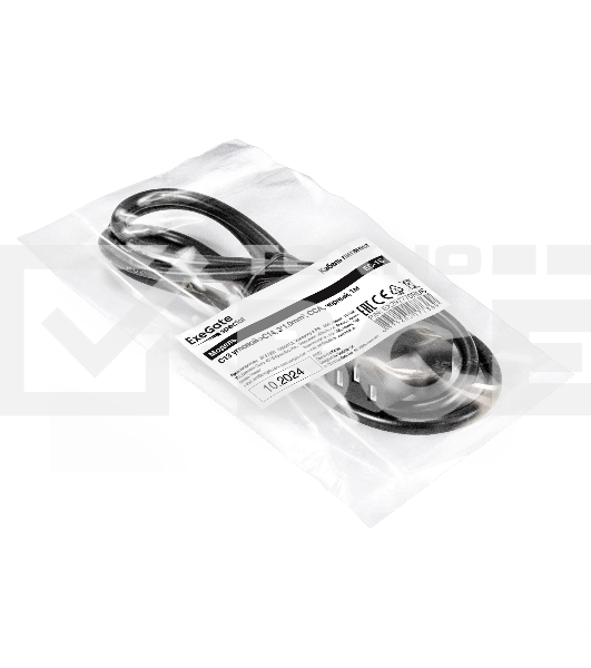 Кабель питания ExeGate Special EC-1S (C13 угловой->C14, 3*1.0mm2, CCA, черный, 1м)