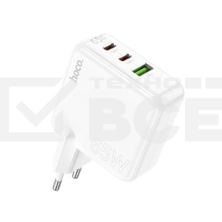 Блок питания (сетевой адаптер) HOCO C115A 2 Type-C/USB-А, белый