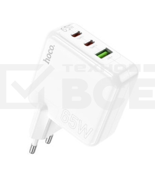 Блок питания (сетевой адаптер) HOCO C115A 2 Type-C/USB-А, белый