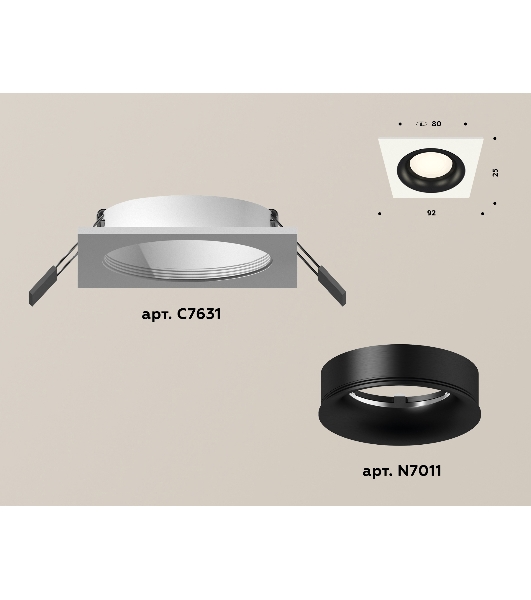 Комплект встраиваемого светильника Ambrella light XC7631002 SWH/PBK белый песок/черный полированный MR16 GU5.3 (C7631, N7011)
