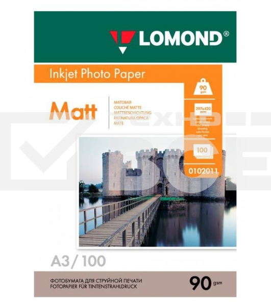 Фотобумага LOMOND Односторонняя Матовая, 90г/м2,A3 (29,7X42)/100л. для струйной печати