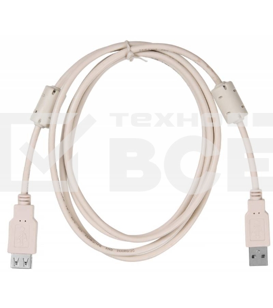 Кабель-удлинитель USB2.0 Buro USB2.0-AM-AF-1.8M-MG A(m)/A(f) (1.8м) феррит.кольца