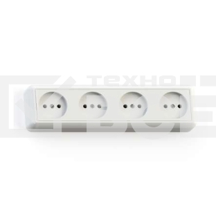 Розетка 4-м ОП Оптима 16А РА16-402 (в компл. с монтажной пластиной) сл. кость Кунцево 8050