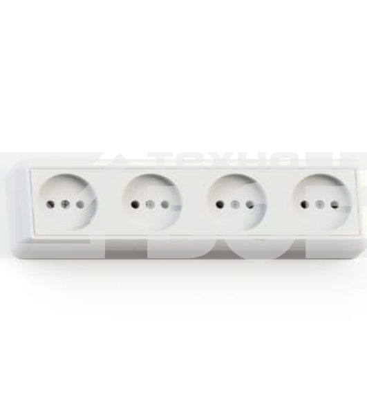 Розетка 4-м ОП Оптима 16А РА16-402 (в компл. с монтажной пластиной) сл. кость Кунцево 8050