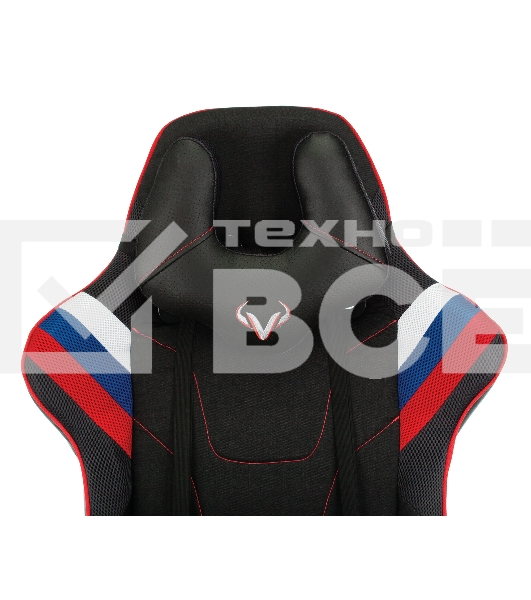 Кресло игровое Бюрократ VIKING 4 AERO RUS белый/синий/красный/черный, искусст. кожа/ткань, две подушки
