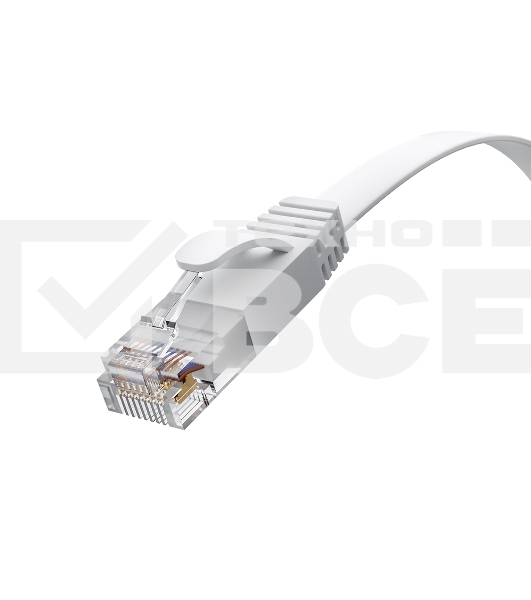 Патч-корд GCR PROF плоский прямой 3.0m, UTP медь кат.6, белый, 30 AWG, ethernet high speed 10 Гбит/с, RJ45, T568B, GCR-52867