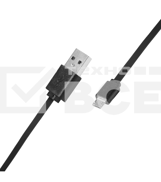 Кабель SunWind USB (m)-micro USB (m) 1м черный плоский