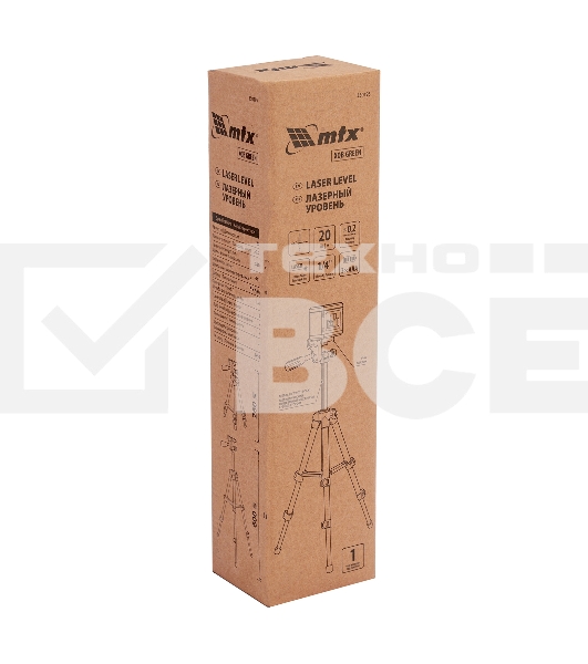 Лазерный уровень XQB GREEN Pro SET, 20 м, зеленый луч, батарейки, штатив  MTX