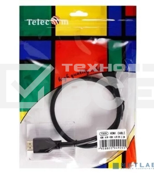 Кабель HDMI 19M/M,ver. 2.1, 8K@60 Hz 0.5m Telecom/VCOM <TCG255-0.5M>