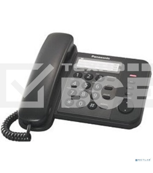 Телефон проводной Panasonic KX-TS2352RUB черный индикатор вызова,порт для доп. телеф. оборуд.,4 уровня громкости звонка