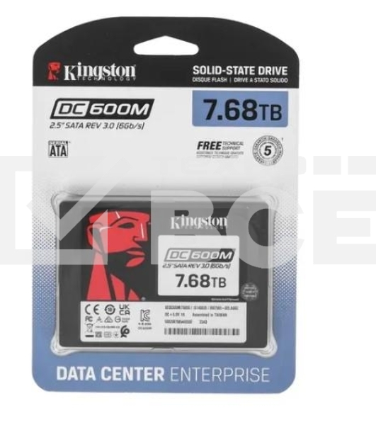 Накопитель SSD Kingston DC600M, 7680 ГБ, SATA III, R/W 560/530 МБ/с