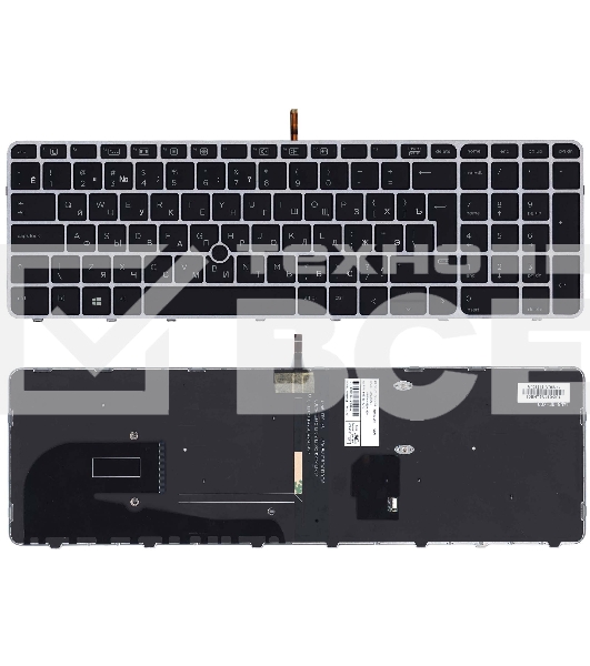 Клавиатура для ноутбука HP Elitebook 850 G3 850 G4 черная с серой рамкой и подсветкой