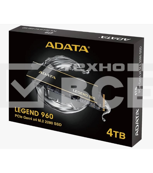 Накопитель SSD ADATA LEGEND 960, 4Tb, PCIe 4.0 x4, M.2 2280, NVMe, R/W 7400/6800, с радиатором