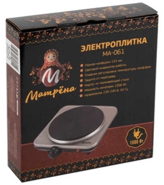 Плита настольная электрическая Матрена МА-061, сталь, блин
