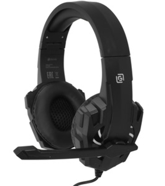 Гарнитура Oklick HS-L355G чёрный, проводная, 3.5 мм, подсветка