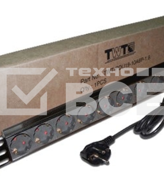 Блок распределения питания Lanmaster TWT-PDU19-10A8P-1.8 гор.размещ. 8xSchuko базовые 10A Schuko 1.8м
