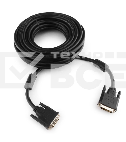 Кабель DVI-D dual link Gembird/Cablexpert CC-DVI2-BK-10M, 25M/25M, 10м, черный, экран, феррит.кольца, пакет