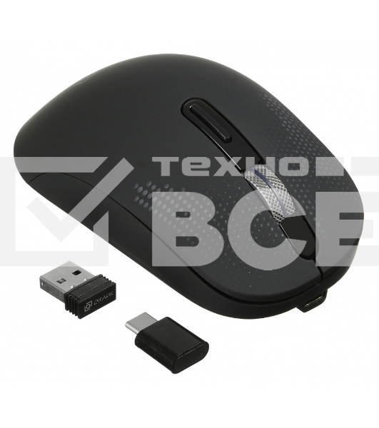 Мышь беспроводная Oklick 636LWC черный, 2400 dpi, радиоканал, USB/USB-C, кнопки - 6