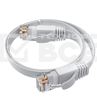 Патч-корд GCR PROF плоский прямой 3.0m, UTP медь кат.6, белый, 30 AWG, ethernet high speed 10 Гбит/с, RJ45, T568B, GCR-52867