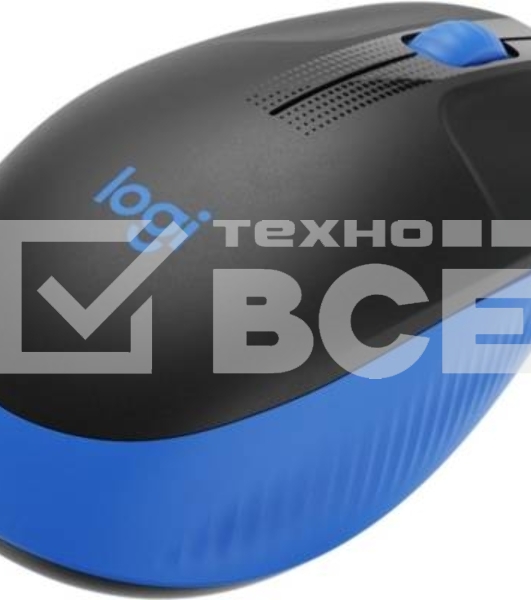 Мышь беспроводная Logitech M190 черный/синий, 1000 dpi, радиоканал, USB, кнопки - 3