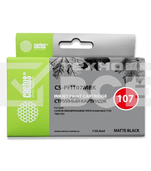 Картридж струйный Cactus CS-PFI107MBK черный матовый (130 мл) для Canon IP iPF670/iPF680/iPF685/iPF770/iPF780/iPF785