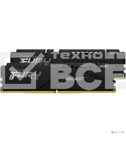 Оперативная память Kingston Fury Beast, DDR5, 64GB (2x32GB), 6000MHz, CL36, с радиатором, чёрный