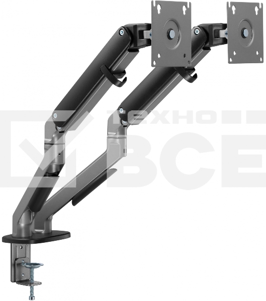 Кронштейн для мониторов Ultramounts UM735BL черный/серый 17'-27' макс.7кг крепление к столешнице поворот и наклон